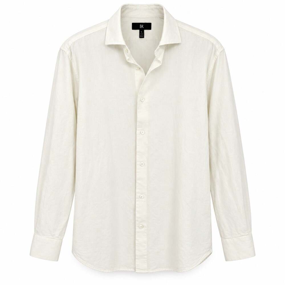 Banana Republic Slim Cotton Cashmere Dress Shirt size Large White Long Sleeve